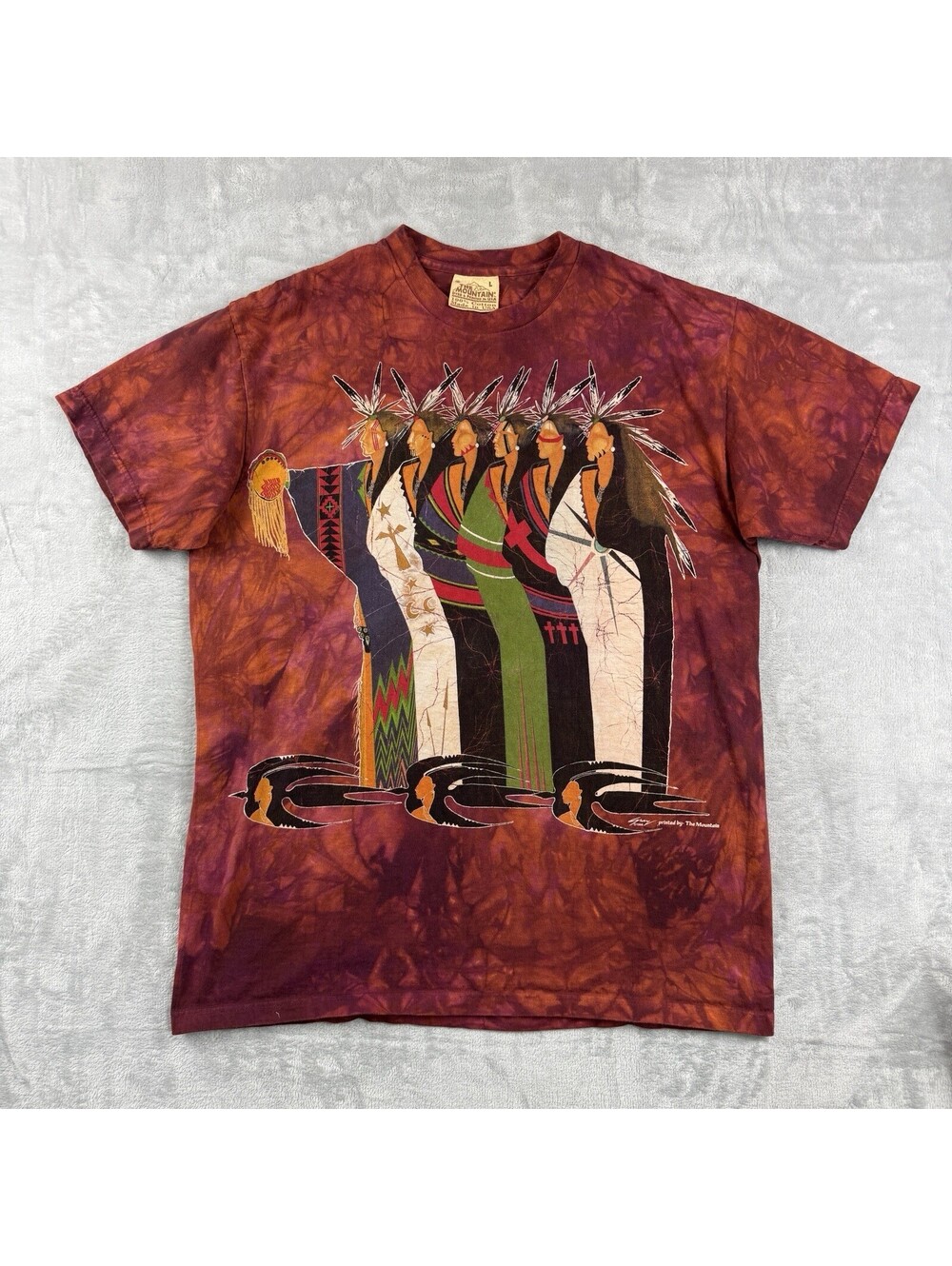 Vintage 1996 The Mountain "Meeting Of The Clan Seekers'' T-Shirt USA Made Native